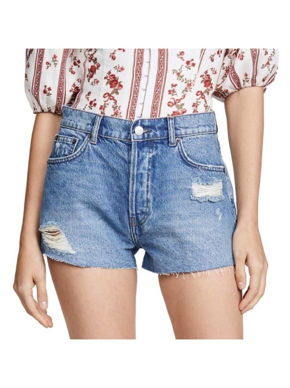 Reformation Dixie High Rise Shorts in Colorado Destroyed